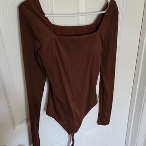 Elegant Brown Long Sleeve Women's Top